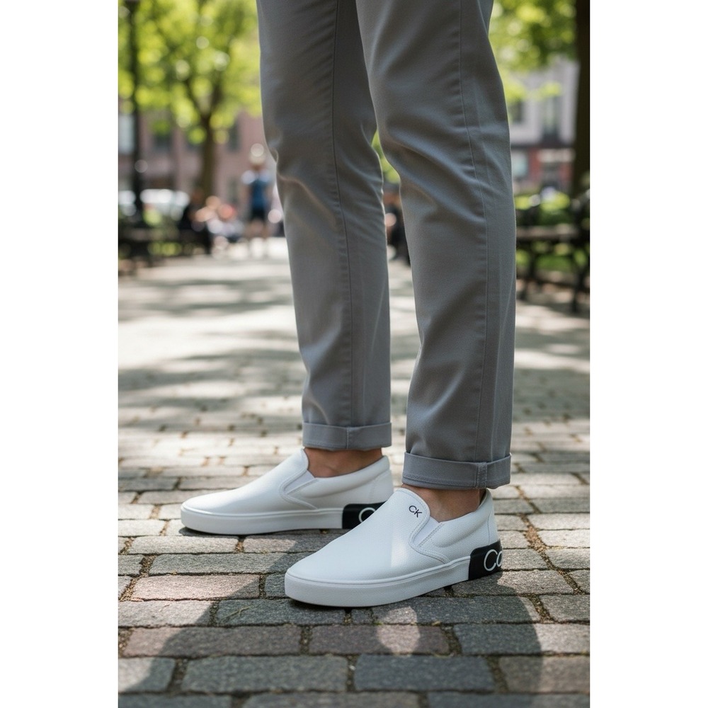 Calvin Klein White and Black Men's Sneakers